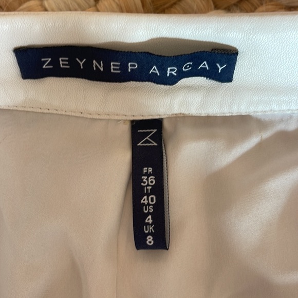 Zeynep arcay 100% leather white high waisted pants fully lined in 100% silk - Picture 6 of 13